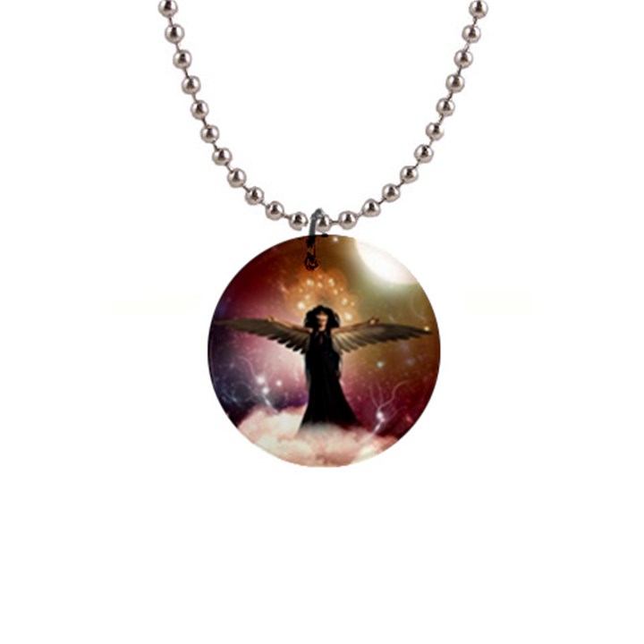 Awesome Dark Fairy In The Sky Button Necklaces