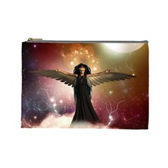 Awesome Dark Fairy In The Sky Cosmetic Bag (large) by FantasyWorld7