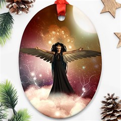 Awesome Dark Fairy In The Sky Ornament (oval) by FantasyWorld7