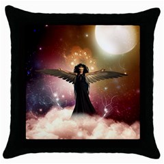 Awesome Dark Fairy In The Sky Throw Pillow Case (black) by FantasyWorld7