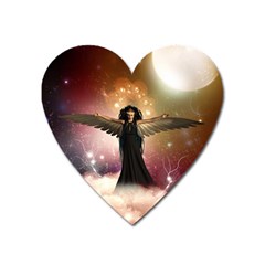 Awesome Dark Fairy In The Sky Heart Magnet by FantasyWorld7