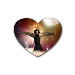 Awesome Dark Fairy In The Sky Heart Coaster (4 Pack)  by FantasyWorld7