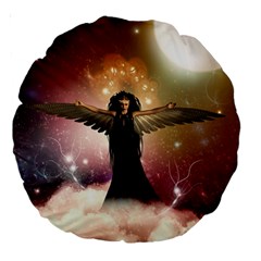 Awesome Dark Fairy In The Sky Large 18  Premium Round Cushions by FantasyWorld7