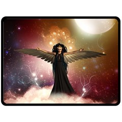 Awesome Dark Fairy In The Sky Double Sided Fleece Blanket (large)  by FantasyWorld7