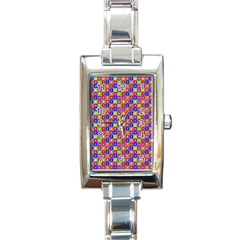 Numbers And Vowels Colorful Pattern Rectangle Italian Charm Watch by dflcprints