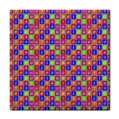 Numbers And Vowels Colorful Pattern Tile Coasters