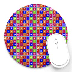 Numbers And Vowels Colorful Pattern Round Mousepads