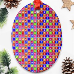 Numbers And Vowels Colorful Pattern Ornament (oval)