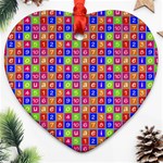 Numbers And Vowels Colorful Pattern Ornament (Heart) Front