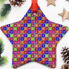 Numbers And Vowels Colorful Pattern Ornament (star)