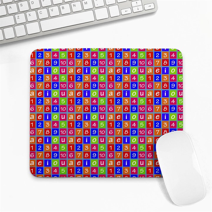 Numbers And Vowels Colorful Pattern Large Mousepads