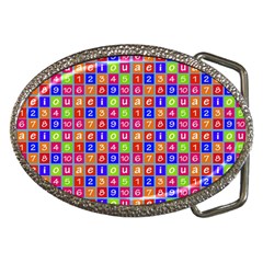 Numbers And Vowels Colorful Pattern Belt Buckles