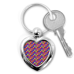 Numbers And Vowels Colorful Pattern Key Chains (Heart) 