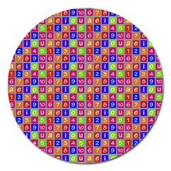 Numbers And Vowels Colorful Pattern Magnet 5  (Round)