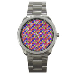 Numbers And Vowels Colorful Pattern Sport Metal Watch