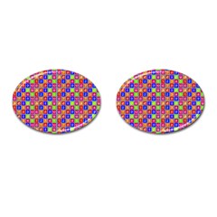 Numbers And Vowels Colorful Pattern Cufflinks (Oval)