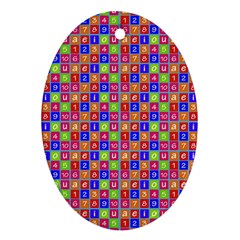 Numbers And Vowels Colorful Pattern Oval Ornament (two Sides) by dflcprints