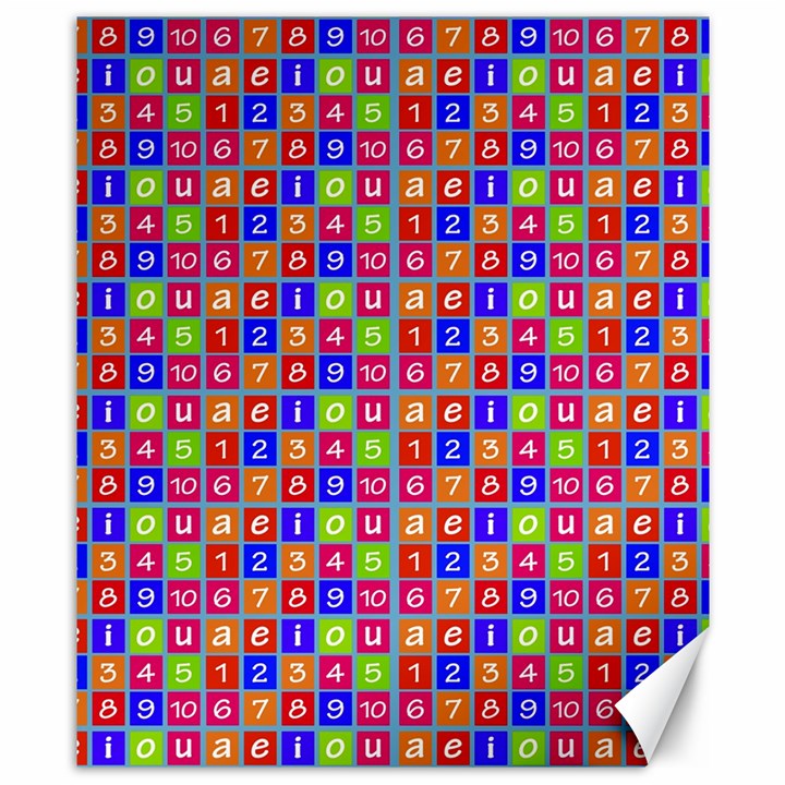 Numbers And Vowels Colorful Pattern Canvas 8  x 10 