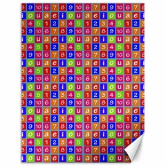 Numbers And Vowels Colorful Pattern Canvas 12  x 16 