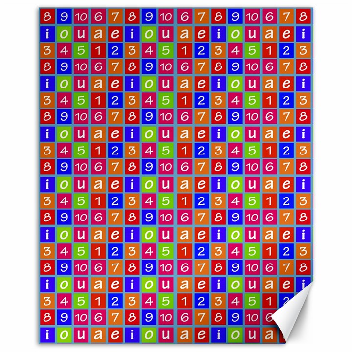 Numbers And Vowels Colorful Pattern Canvas 16  x 20 