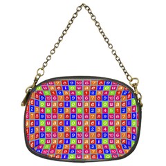 Numbers And Vowels Colorful Pattern Chain Purse (Two Sides)