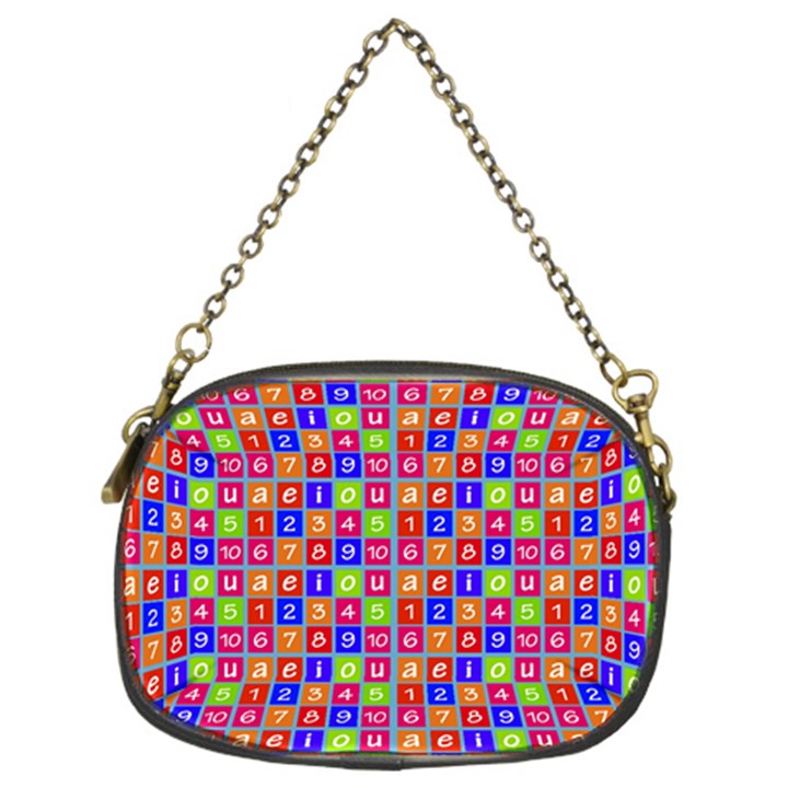 Numbers And Vowels Colorful Pattern Chain Purse (Two Sides)