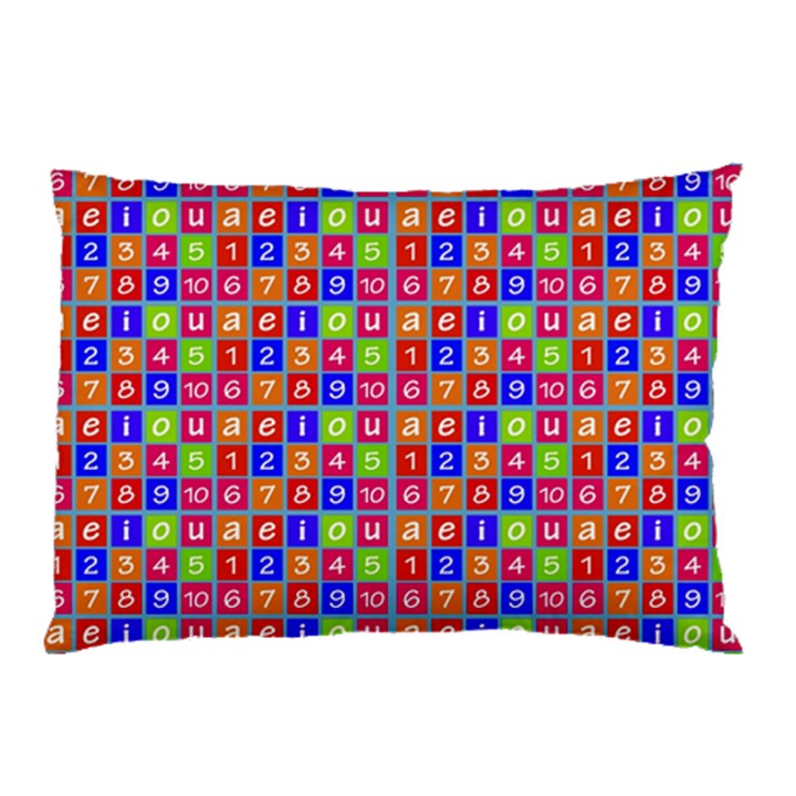 Numbers And Vowels Colorful Pattern Pillow Case