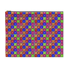 Numbers And Vowels Colorful Pattern Cosmetic Bag (xl) by dflcprints