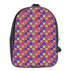 Numbers And Vowels Colorful Pattern School Bag (Large)