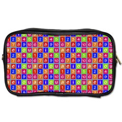 Numbers And Vowels Colorful Pattern Toiletries Bag (Two Sides)