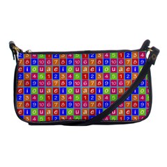 Numbers And Vowels Colorful Pattern Shoulder Clutch Bag