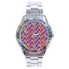 Numbers And Vowels Colorful Pattern Stainless Steel Analogue Watch