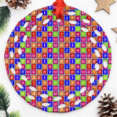 Numbers And Vowels Colorful Pattern Ornament (round Filigree)