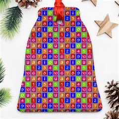 Numbers And Vowels Colorful Pattern Bell Ornament (two Sides)