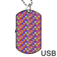 Numbers And Vowels Colorful Pattern Dog Tag Usb Flash (two Sides) by dflcprints