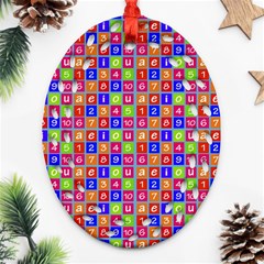 Numbers And Vowels Colorful Pattern Ornament (oval Filigree)