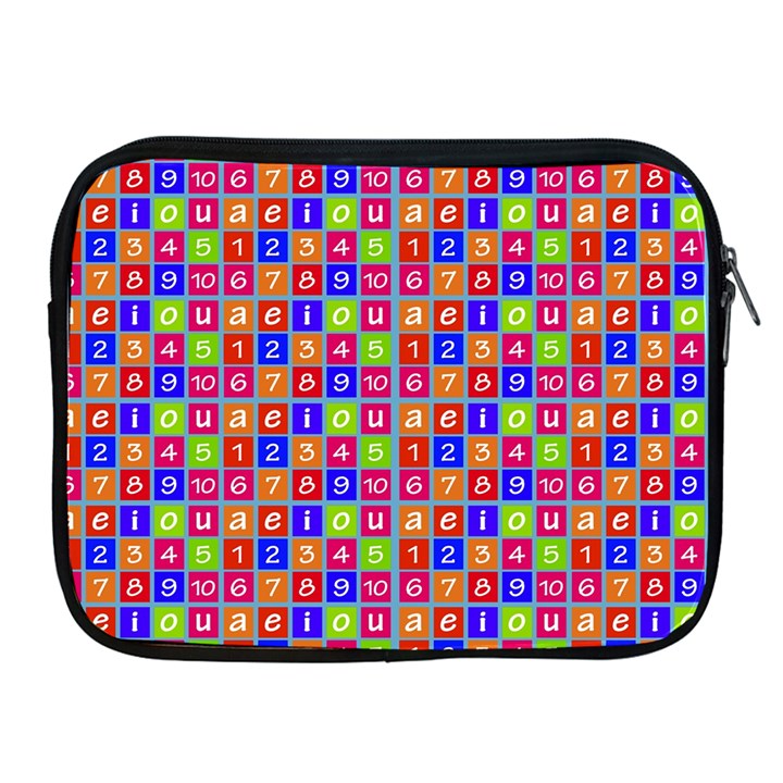 Numbers And Vowels Colorful Pattern Apple iPad 2/3/4 Zipper Cases