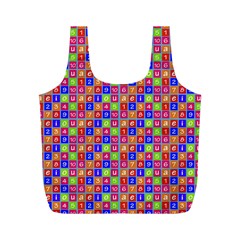 Numbers And Vowels Colorful Pattern Full Print Recycle Bag (M)