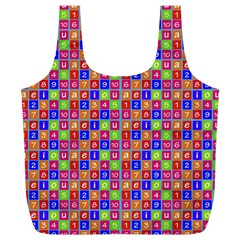 Numbers And Vowels Colorful Pattern Full Print Recycle Bag (xl) by dflcprints