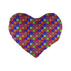 Numbers And Vowels Colorful Pattern Standard 16  Premium Flano Heart Shape Cushions