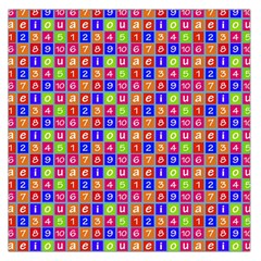 Numbers And Vowels Colorful Pattern Large Satin Scarf (Square)