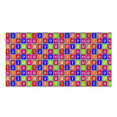 Numbers And Vowels Colorful Pattern Satin Shawl