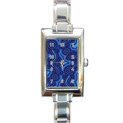 Aboriginal Art - Blue Campsites Rectangle Italian Charm Watch by hogartharts