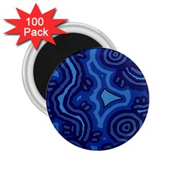 Aboriginal Art - Blue Campsites 2 25  Magnets (100 Pack)  by hogartharts