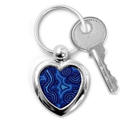 Aboriginal Art - Blue Campsites Key Chains (heart) 