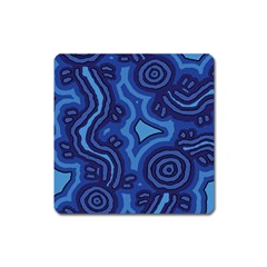 Aboriginal Art - Blue Campsites Square Magnet by hogartharts