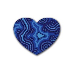 Aboriginal Art - Blue Campsites Heart Coaster (4 Pack) 