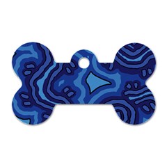 Aboriginal Art - Blue Campsites Dog Tag Bone (one Side) by hogartharts