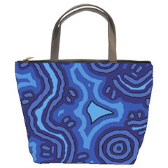 Aboriginal Art - Blue Campsites Bucket Bag by hogartharts