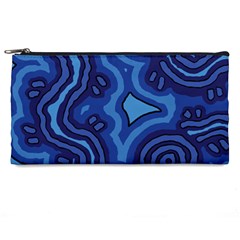 Aboriginal Art - Blue Campsites Pencil Cases by hogartharts